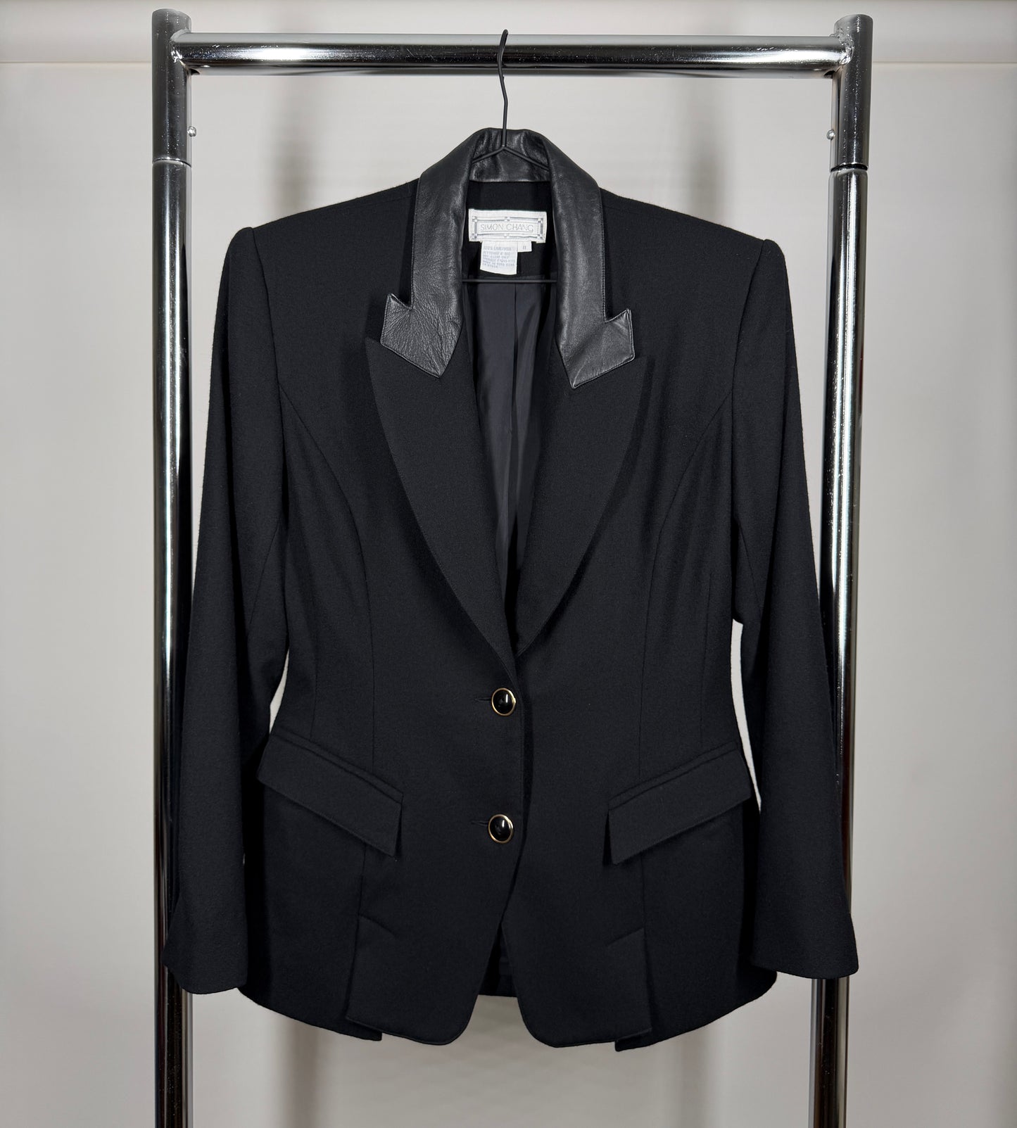 Leather-Collar Blazer