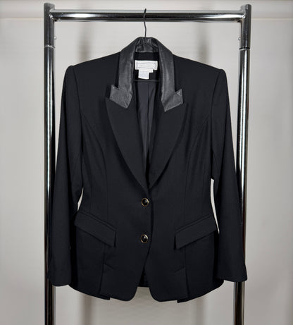 Leather-Collar Blazer
