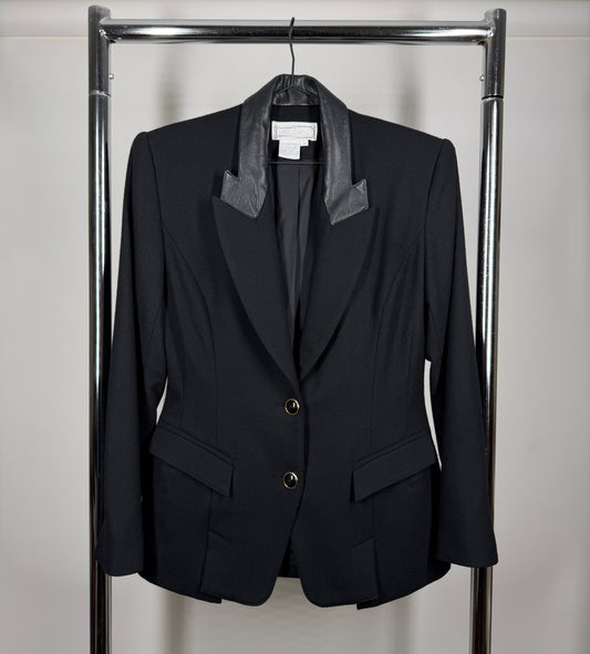 Leather-Collar Blazer