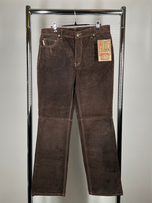 Vintage Suede Workwear Pants – Brown (Size 32)