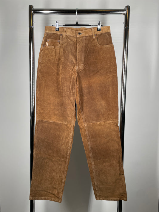 Vintage Suede Workwear Pants – Camel (Size 32)