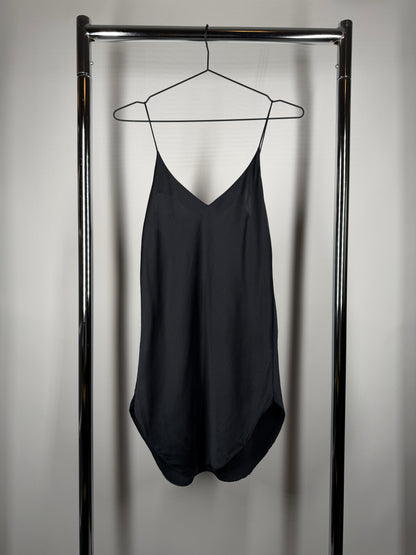 Black 100% Silk Bias-Cut Slip Dress