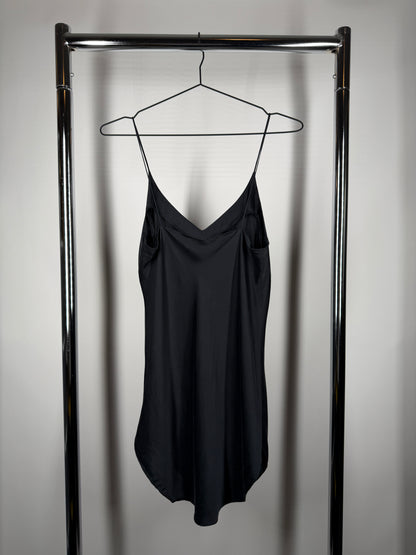 Black 100% Silk Bias-Cut Slip Dress