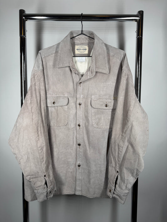 Vintage Washable Grey Suede Shirt-Jacket — Size XL