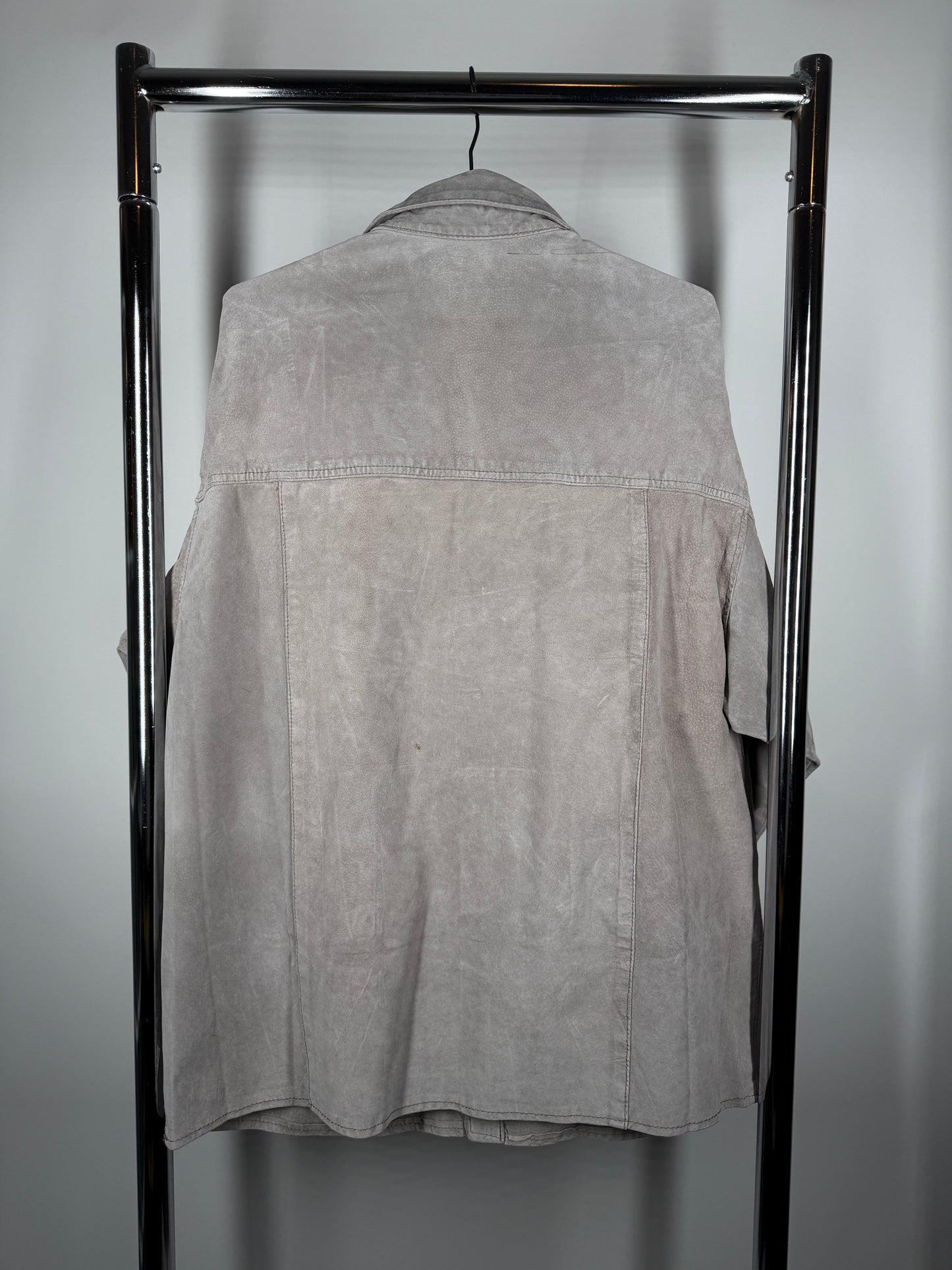 Vintage Washable Grey Suede Shirt-Jacket — Size XL
