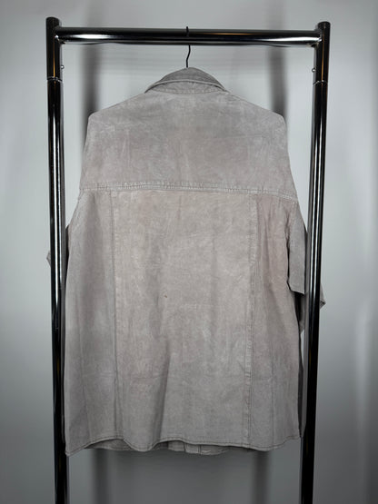 Vintage Washable Grey Suede Shirt-Jacket — Size XL