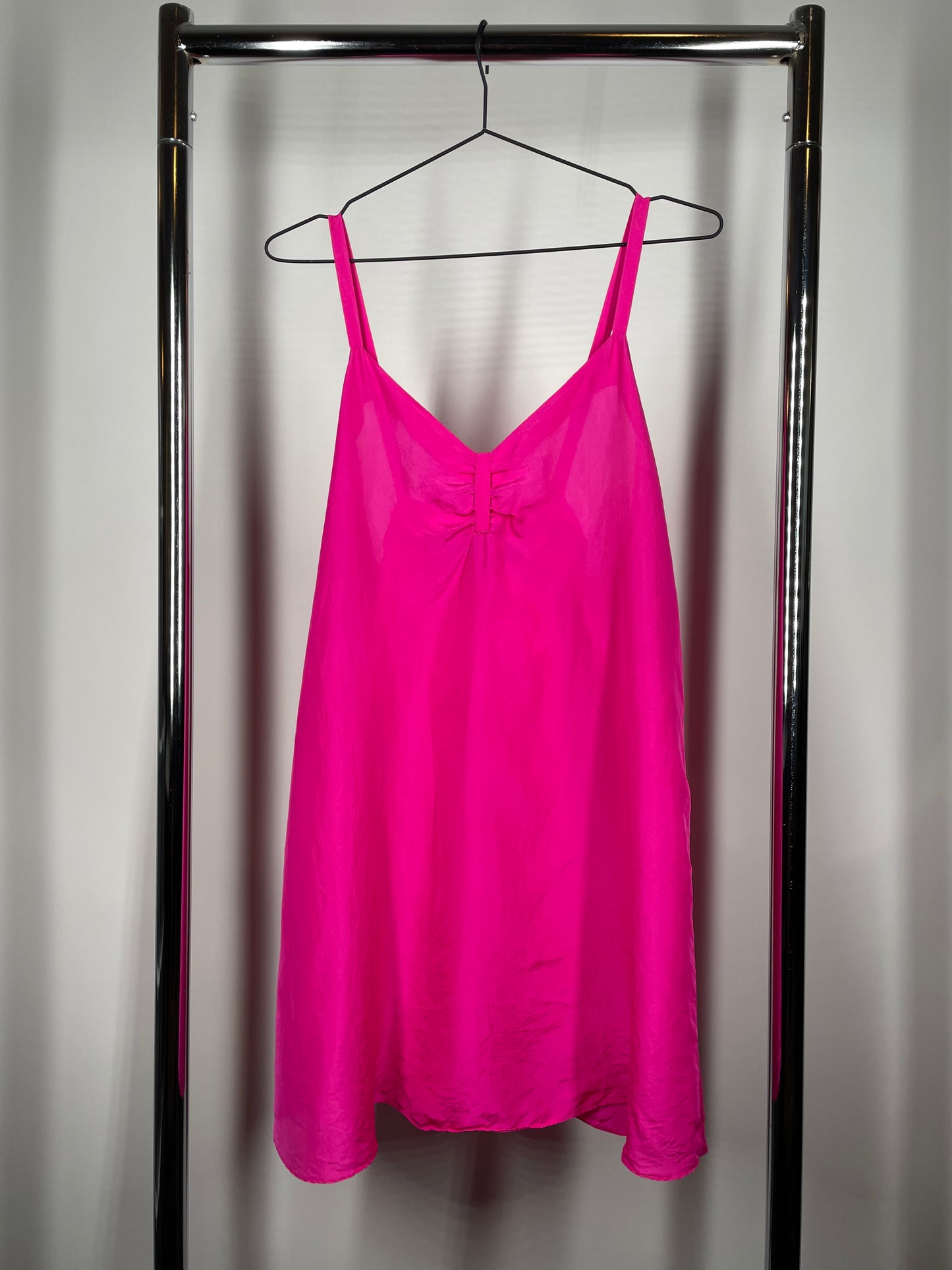 Bright Pink 100% Silk Slip Dress