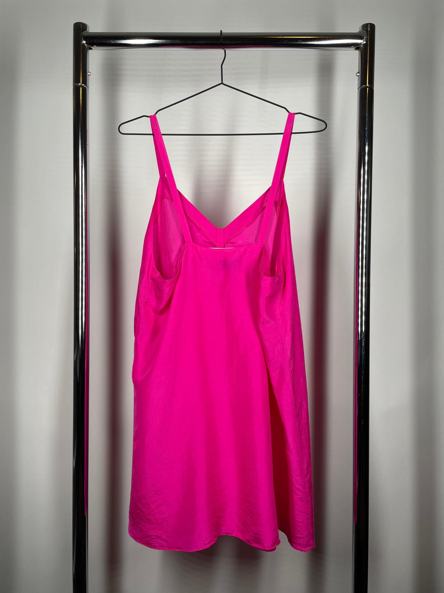 Bright Pink 100% Silk Slip Dress