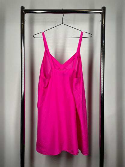 Bright Pink 100% Silk Slip Dress