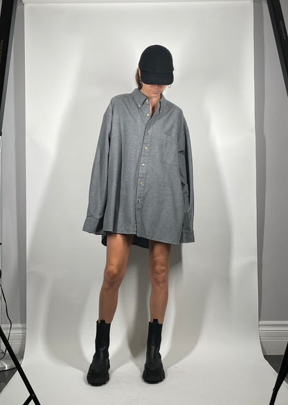 Light Grey Brushed Cotton Button Up