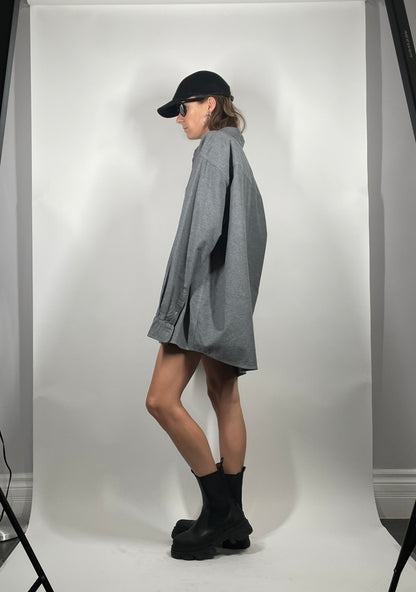 Light Grey Brushed Cotton Button Up