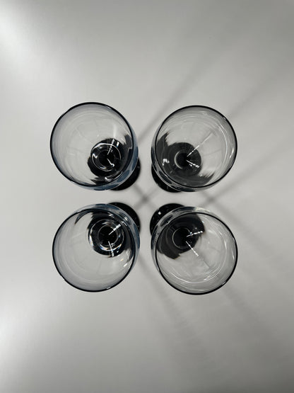 Vintage Luminarc France Black Tulip Base Wine Glasses (Set of 4)