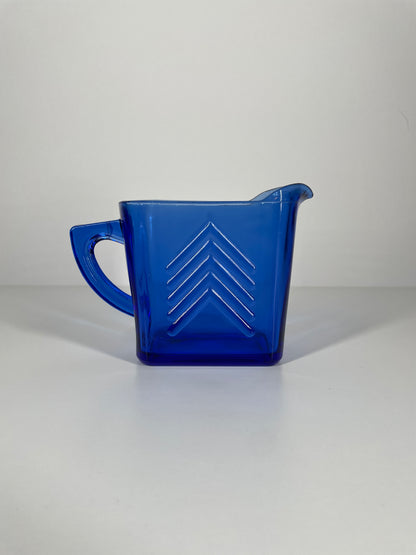 Vintage Cobalt Blue Chevron Pitcher