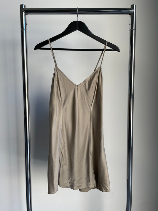 Grey Silk Slip Dress