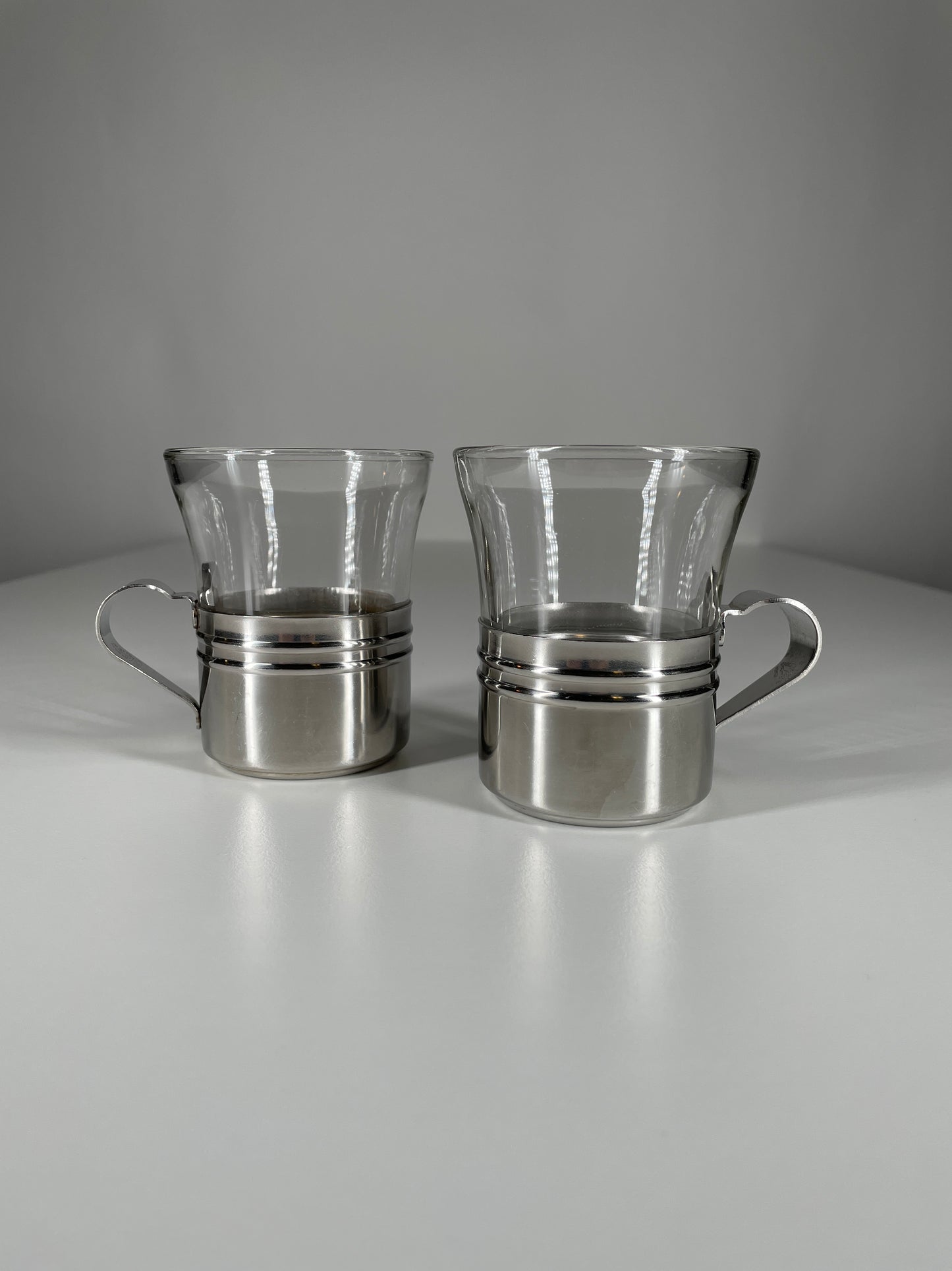 Vintage Duralex Glass Cup Made in France with Metal Cup Holder