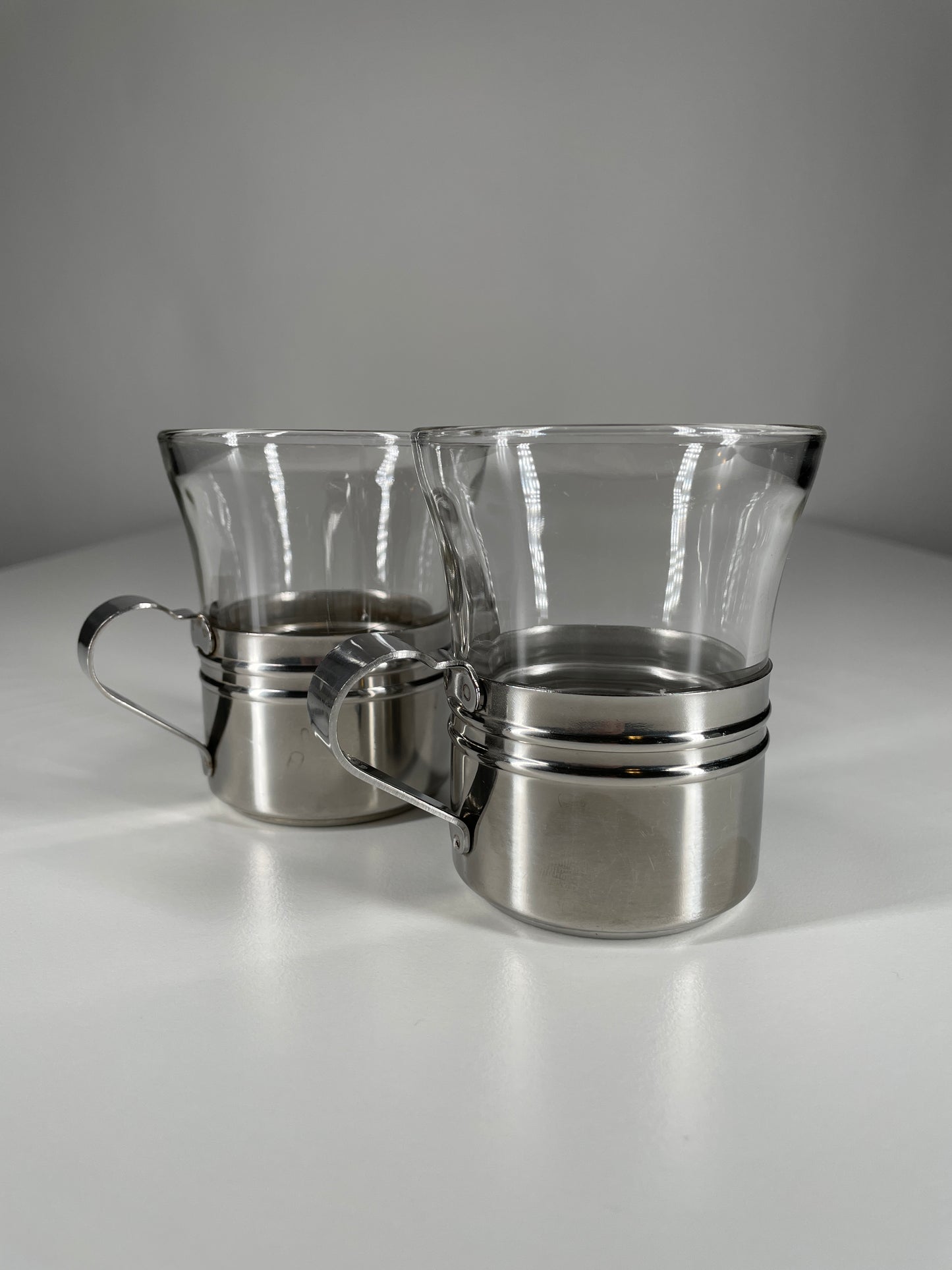 Vintage Duralex Glass Cup Made in France with Metal Cup Holder