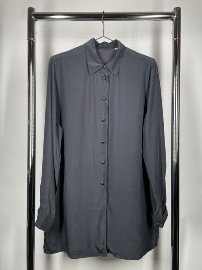 Black Matte Black Silk Blouse